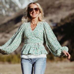 Ganni Vine Print Wrap Blouse